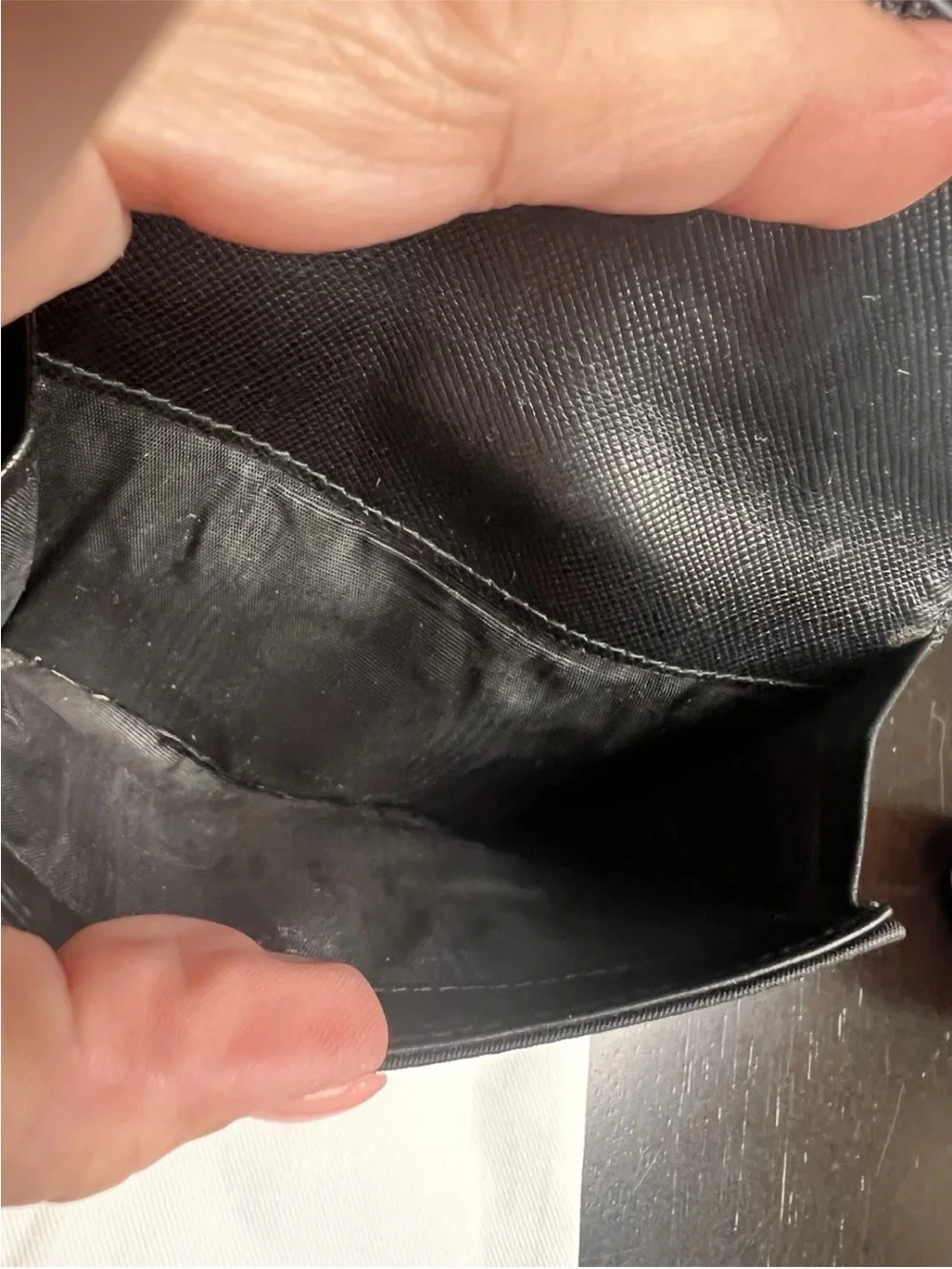 Prada Black Triangle Logo Fold Wallet